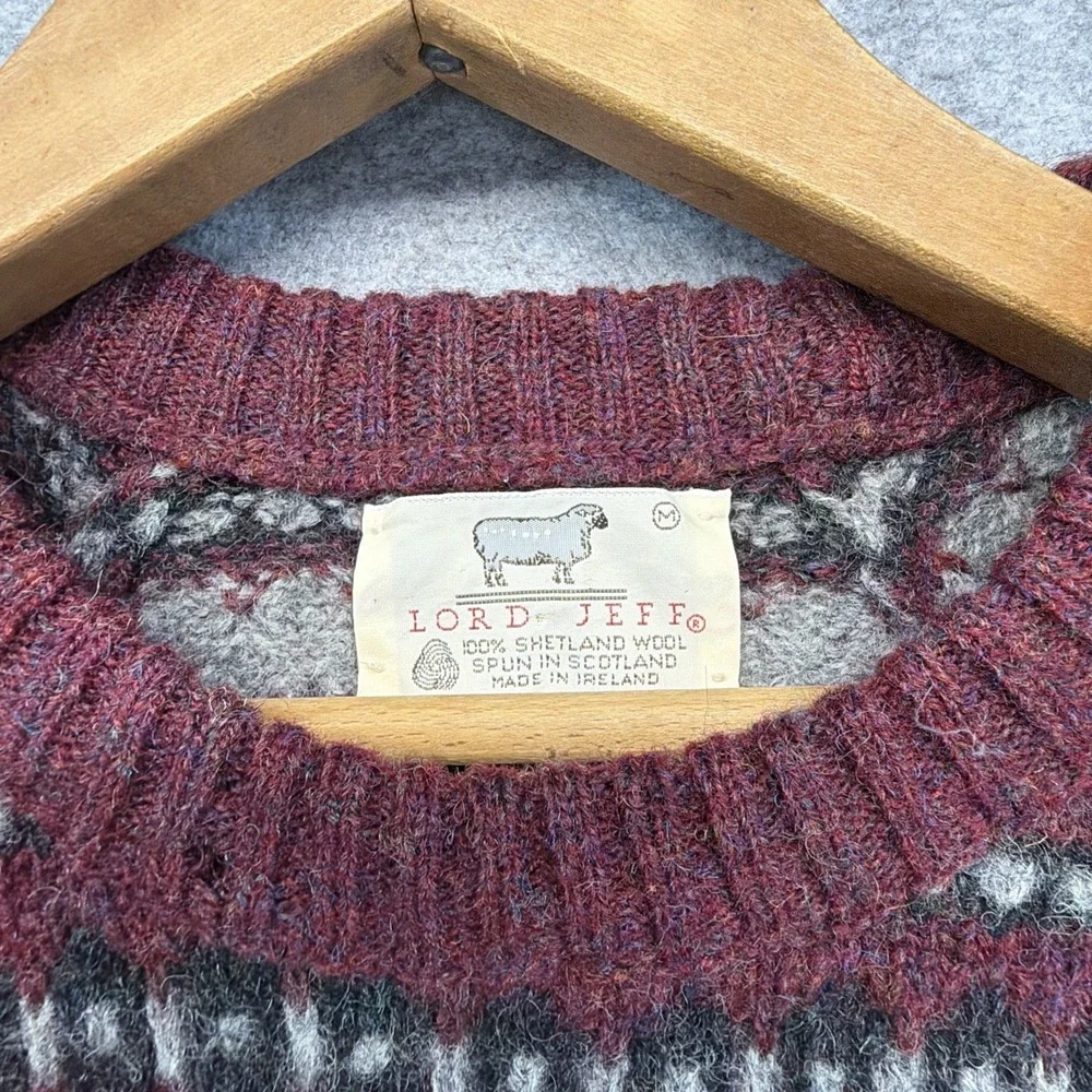 Lord Jeff 100% Shetland Wool Sweater Men's Medium Fair Isle Made in Scotland